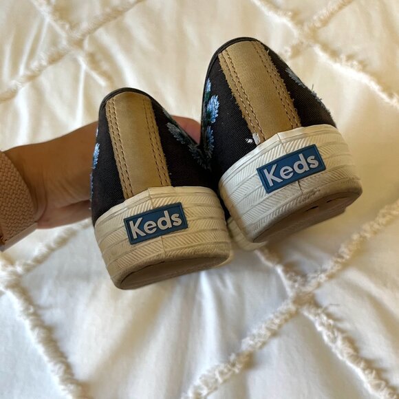 Keds X Rifle Paper Co Floral Embroidered Slip-on Platform Sneakers - Size 8.5 - Picture 3 of 5